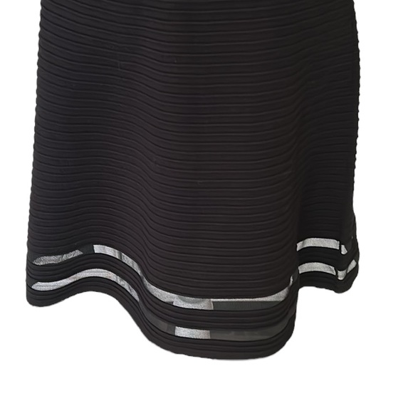 NWT Eliza J Black Mesh Striped Fit & Flare Sweater Knit Dress - M - Picture 10 of 15